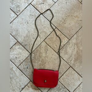 Anthropologie Red Crossbody Bag with Chain Strap